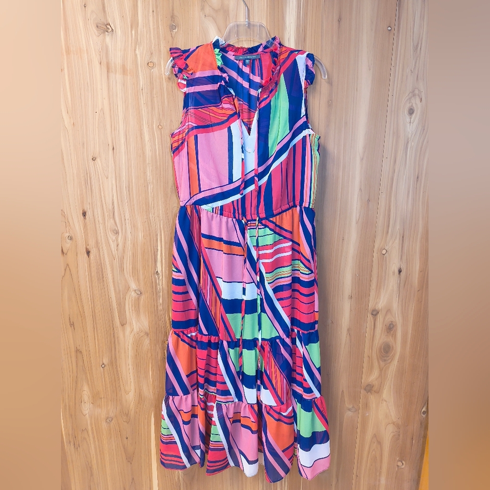 Julia Jordan Vibrant Striped Midi Dress, Size 8